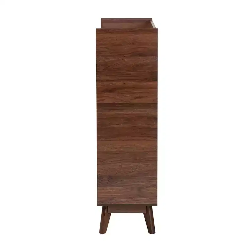 Baxton Studio Delaire Mid-Century Modern Walnut Brown Finished Wood Shoe Cabinet