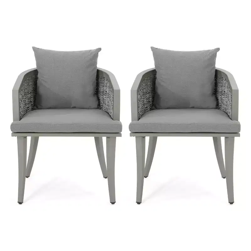 GDFStudio San Juan Outdoor Iron and Wicker Club Chairs with Cushions (Set of 2)