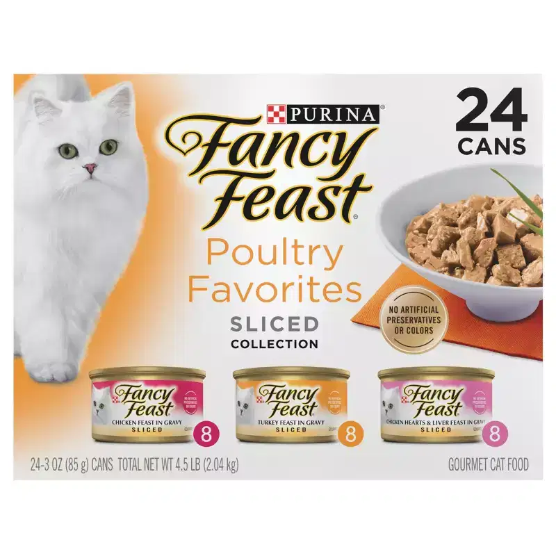 Purina Fancy Feast Poultry Favorites Variety Pack Liver, Chicken & Turkey Flavor Gravy Wet Cat Food Cans - 3oz/24ct