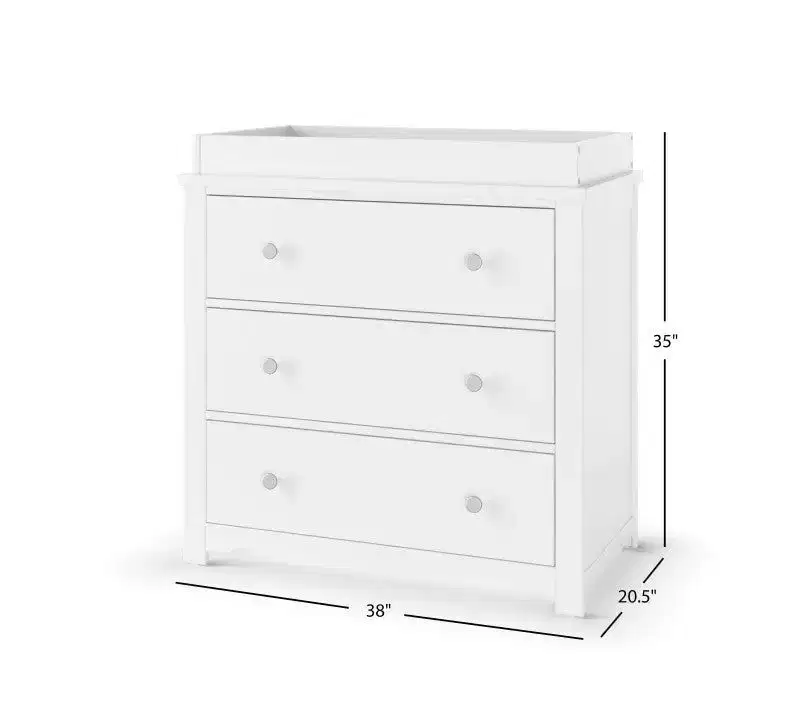 Child Craft Scout 3-Piece Nursery Set with 4-in-1 Convertible Crib, Dresser with Changing Table Topper, and Cozy Glider