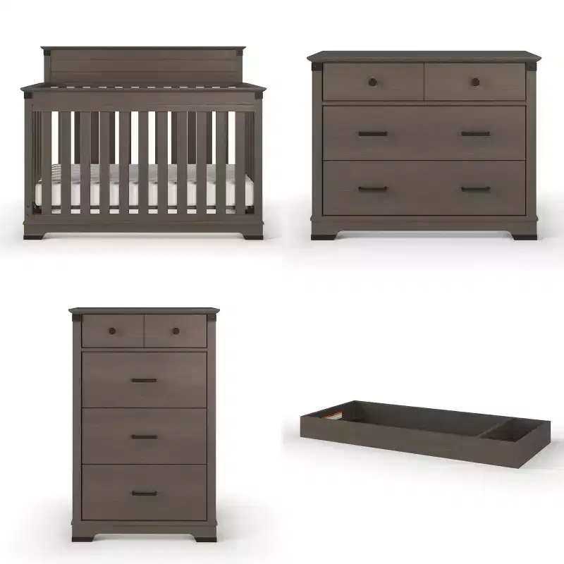 Child Craft Redmond Full Panel Crib, Changing Table Dresser & Chest 4 Piece Nursery Set