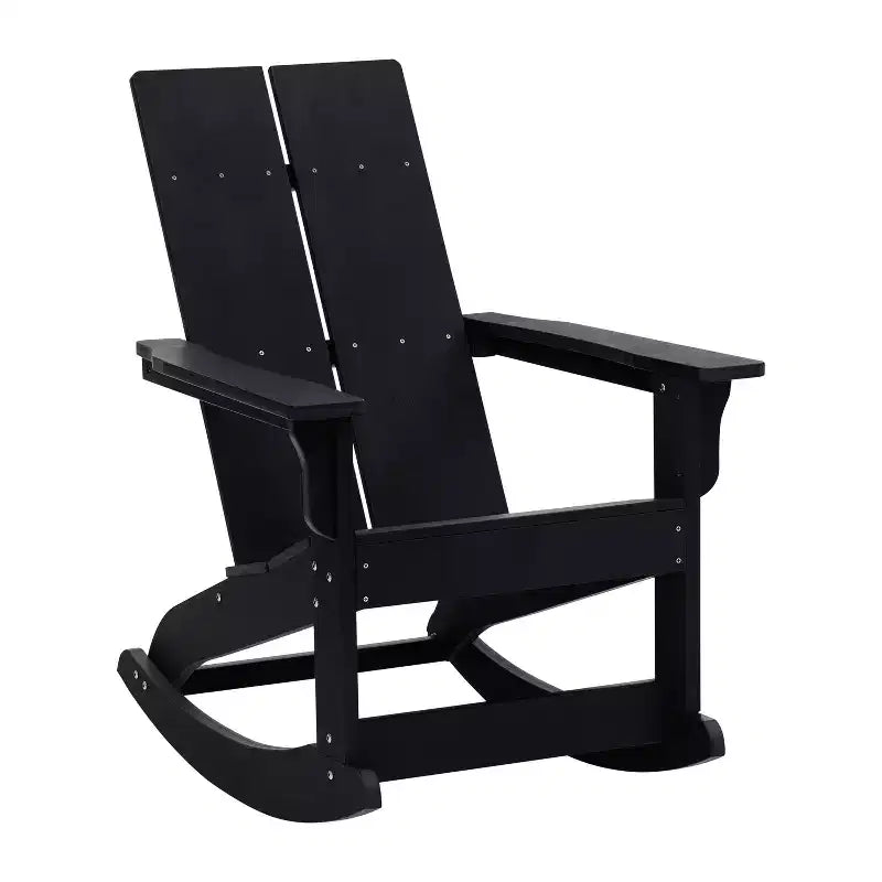 Emma and Oliver Modern All-Weather Poly Resin Adirondack Rocking Chair for Indoor/Outdoor Use