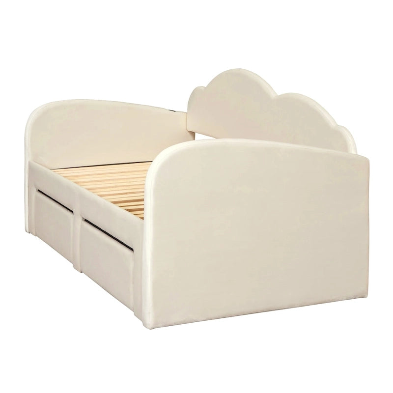 Twin Cloud Velvet Daybed with Trundle and Drawers