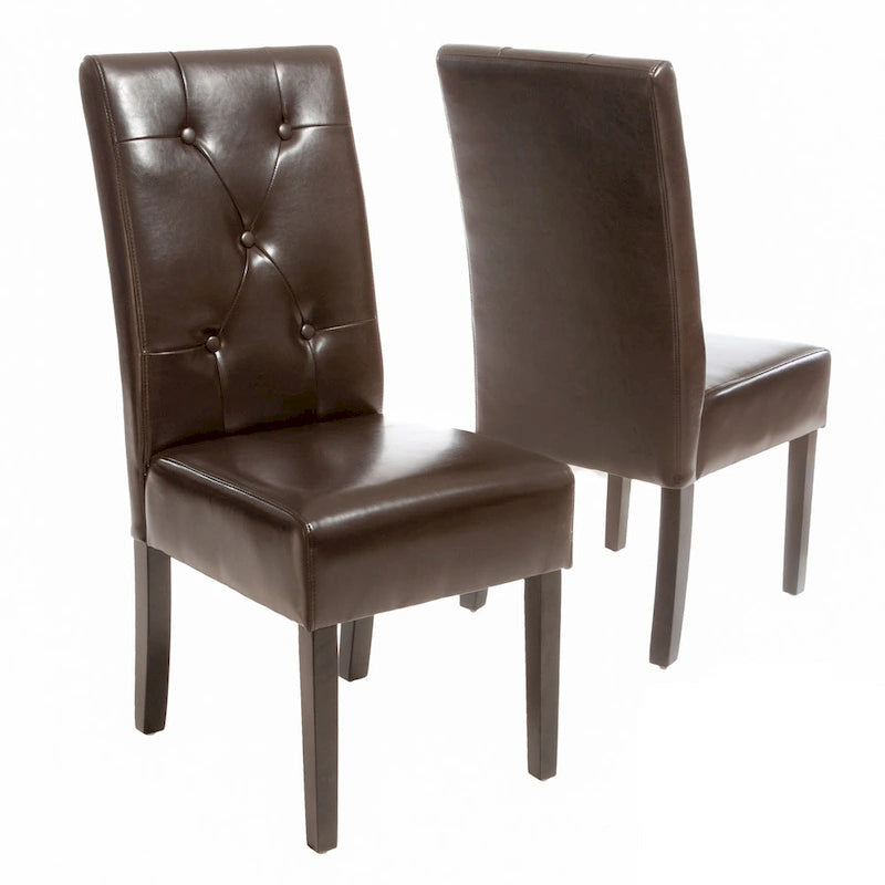 Taylor Brown Bonded Leather Dining Chair (Set of 2) by