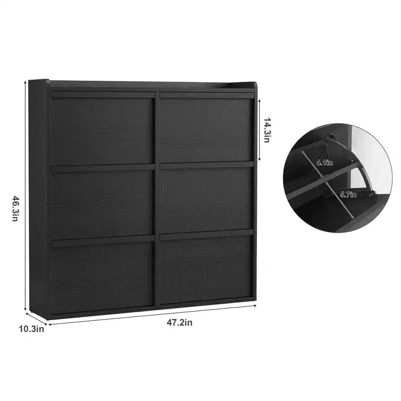 Modern 6-Drawer Flip Shoe Cabinet with Adjustable Shelf - Space-Saving Wooden Storage Organizer for Entryway, Hallway & Living Room