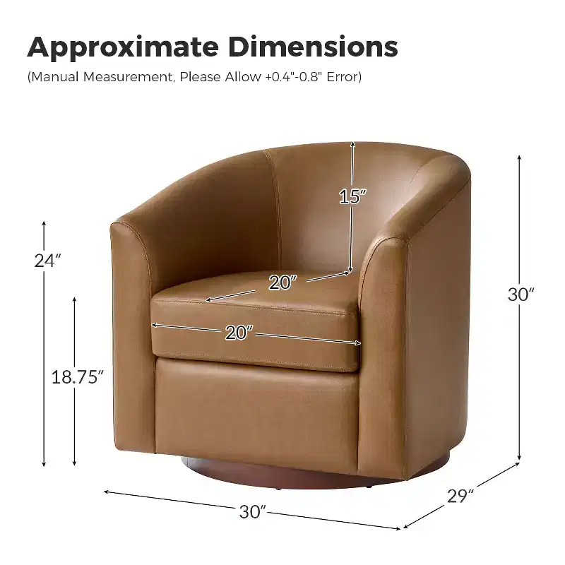 Set of 2 Jessie 30.5 Wide Modern Swivel Barrel Faux Leather Chair with Solid Wood Base|ART OF LIVING DESIGNS