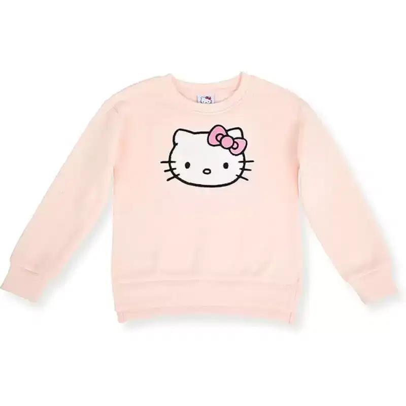 Hello Kitty Little Girls' 2-Piece Fleece Sweatshirt & Jogger Set, Light Pink/Dots, 6X
