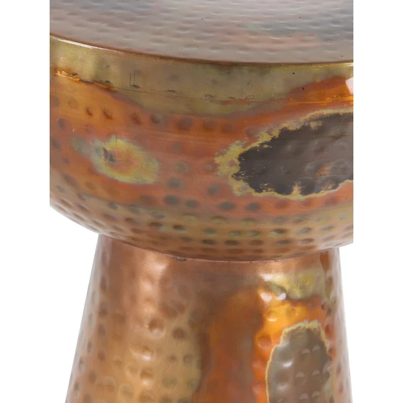 Metal Accent Table with Hammered Design - Bronze or Copper
