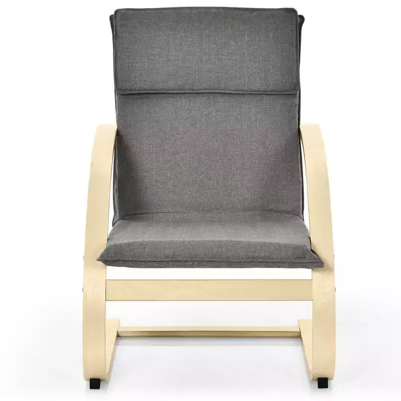 Costway Modern Bentwood Lounge Chair Fabric Upholstered Accent Leisure Armchair Gray