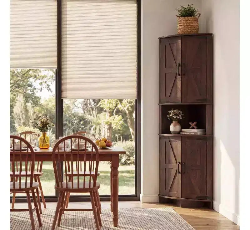 64.8 Tall Farmhouse Corner Cabinet with Doors, Pantry Storage Cupboard with Adjustable Shelves for Kitchen, Living Room & Bathroom