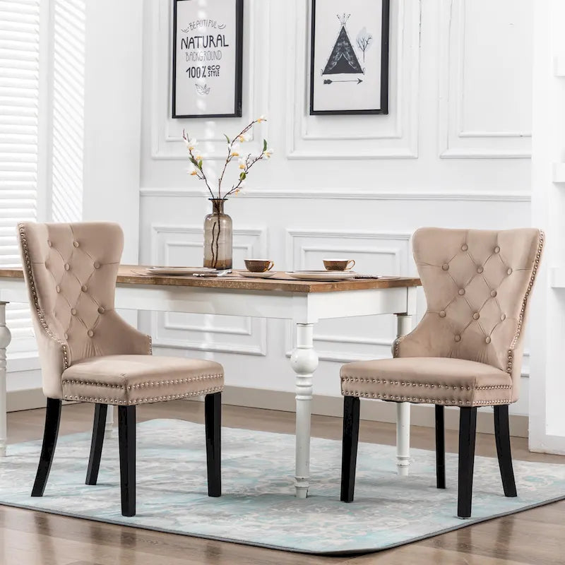 Grandview Tufted Upholstered Dining Chair (Set of 2) with Nailhead Trim and Ring Pull