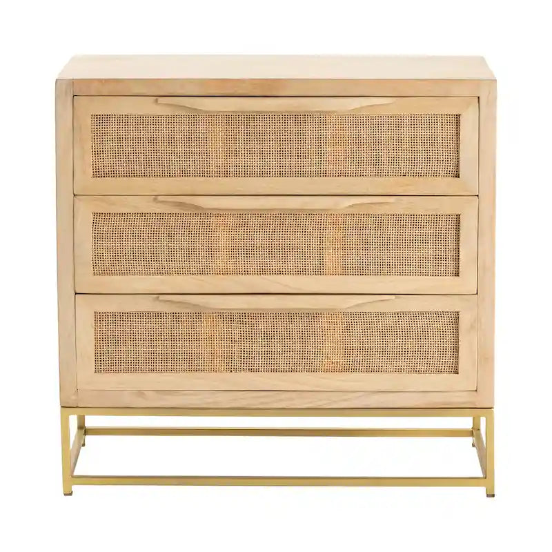Natural Cane Three-Drawer Chest - 30x14x28