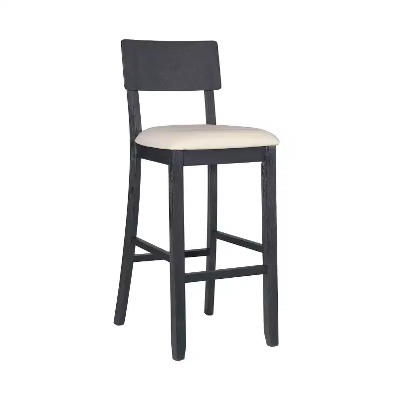 Dark Charcoal / Light Gray Upholstered Barstool, Armless with Back, Seats 1