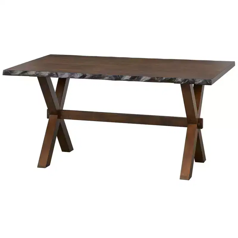 Buylateral 6Pc Mandeville Solid Wood Live Edge Dining Set with Bench Brown: Rubberwood, Ladderback Chairs