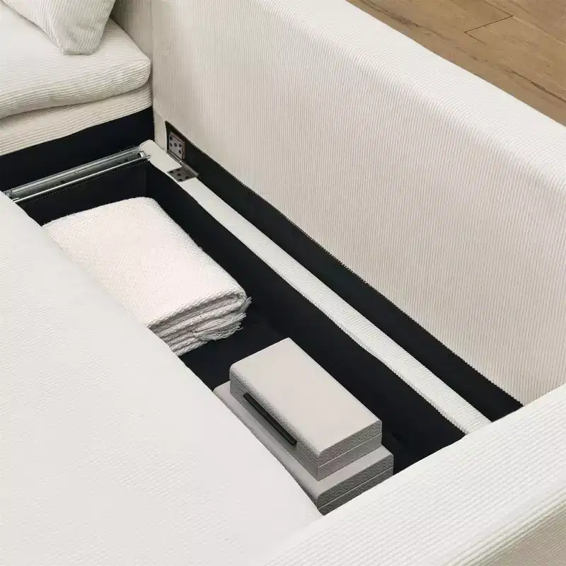 Okak 90 L Shaped Convertible Sleeper Sofa Bed, Sectional Couch Pull Out Bed with Storage & Removable Corduroy Covers for Living Room