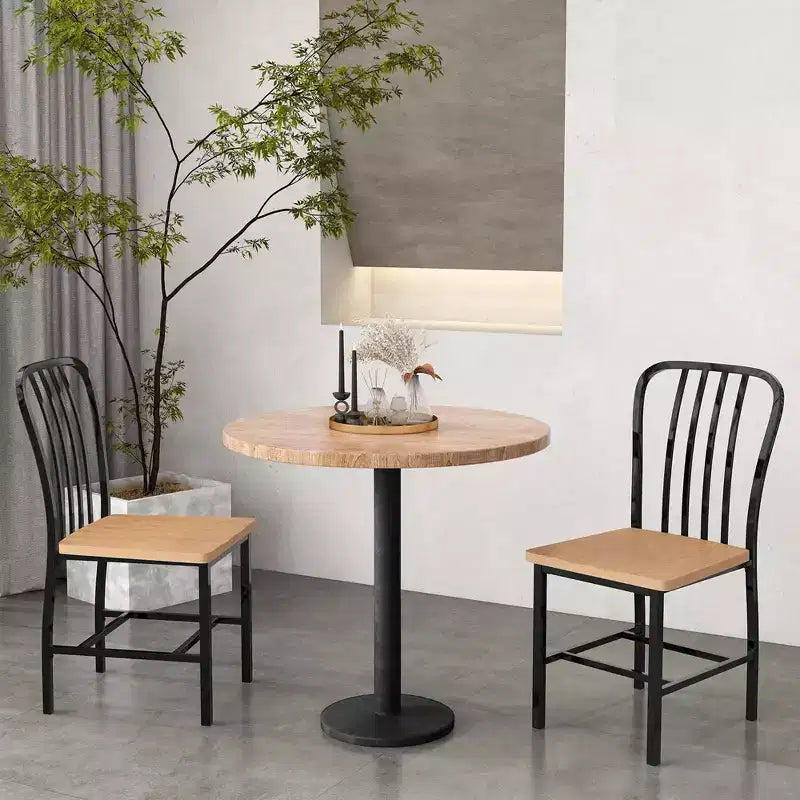Costway Dining Chairs Set of 2 High Back Navy Chairs Metal Frame Footrests Kitchen Black/White