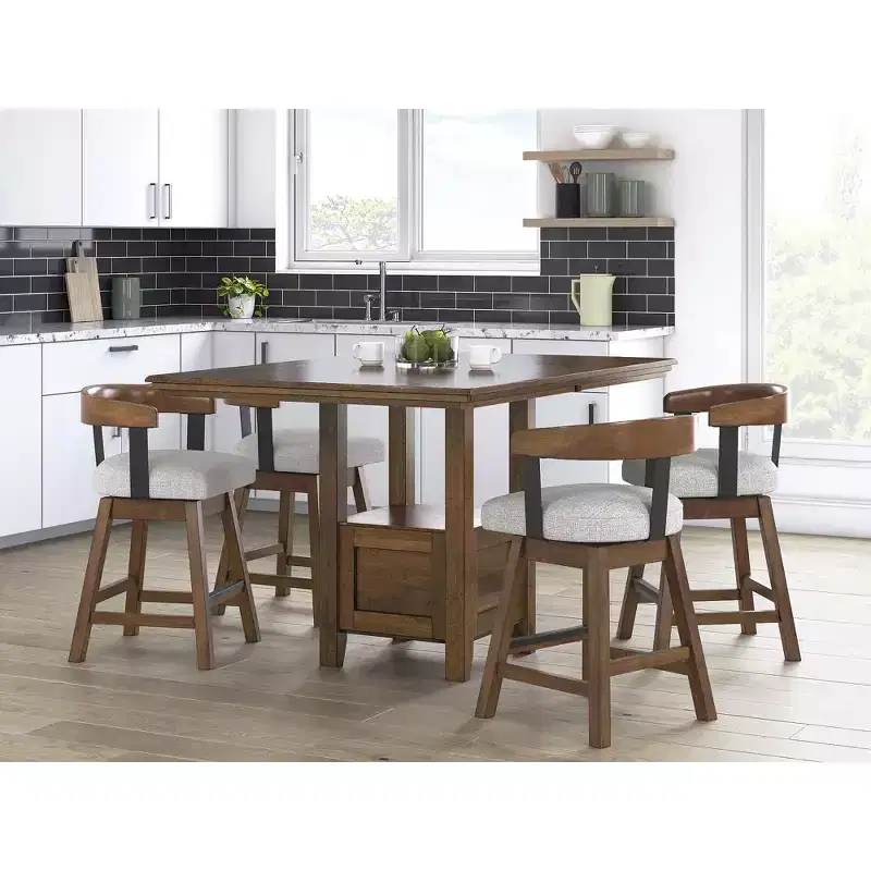 Signature Design by Ashley Ralene Counter Height Upholstered Swivel Barstools, Set of 2, Medium Brown