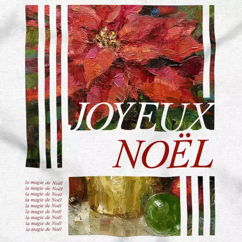 Poinsettia Christmas Joyeux Noel Graphic T Shirt Men or Women Brisco Brands