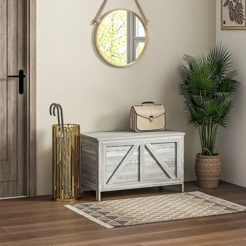 30 Farmhouse Storage Chest, Lift Top Box Organizer with Safety Hinge, Opens 100�� for Bedroom, Entryway, Living Room