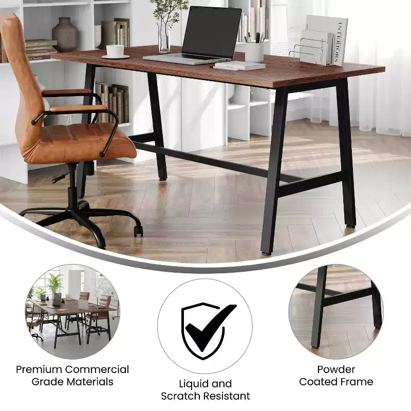 Flash Furniture Redmond Commercial 60x30 Conference Table with 1 Thick Double Sided Laminate Table Top with PVC Edging and Heavy Duty A-Frame Steel Base