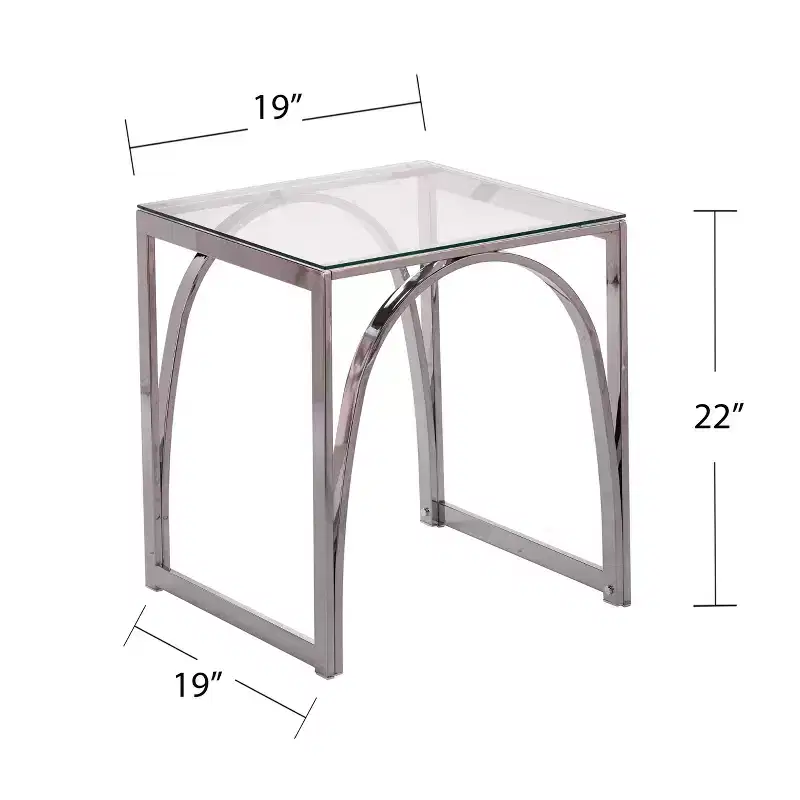 Stevenly Square Glass-Top End Table - Charcoal - SEI