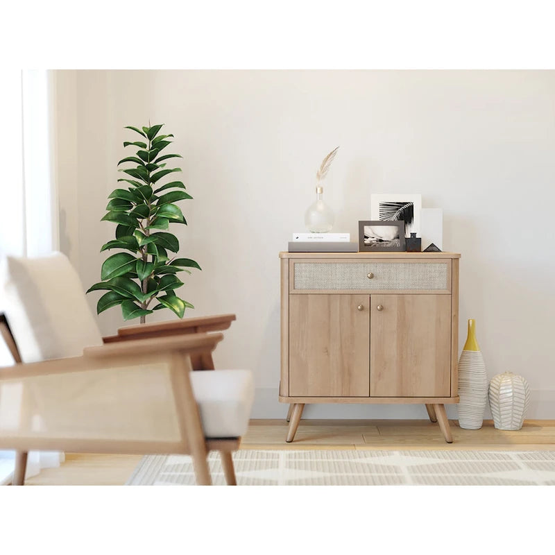 Rattan Small Cabinet with 1 Drawer and 2 Doors