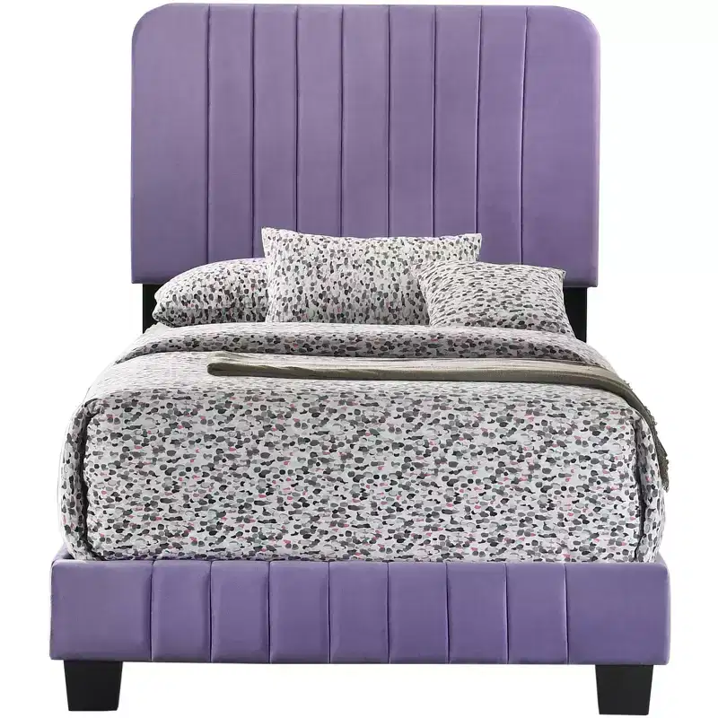 Passion Furniture Lodi Velvet UpholsteChannel Tufted Twin Panel Bed