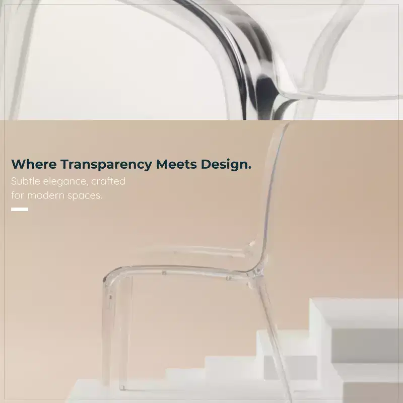 LeisureMod Murray Mid-Century Modern Dining Chair - Waterfall Edge Design Acrylic, Ergonomic and Stackable, Set of 4