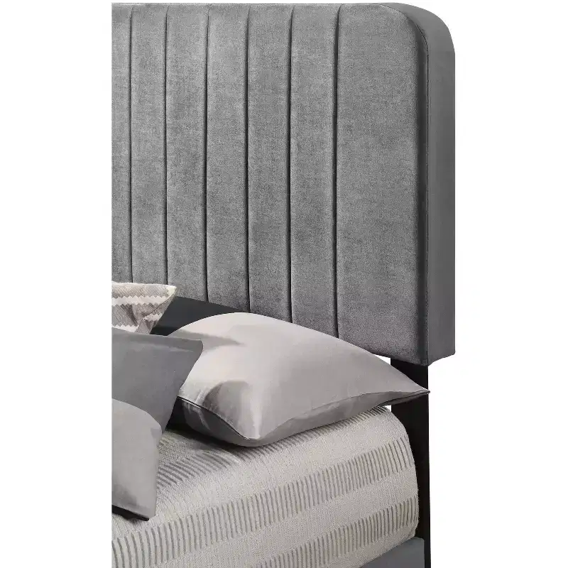 Passion Furniture Lodi Velvet UpholsteChannel Tufted Twin Panel Bed