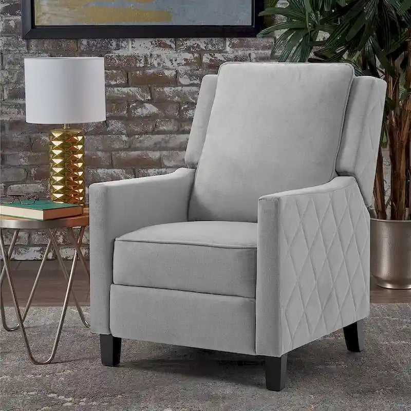 Push Back Recliner Chair with Linen Wing Back