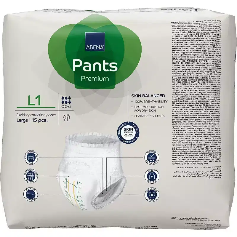 Abena Pants, Premium Protective Underwear, Level 1 Moderate Absorbency (X-Small To XX-Large)
