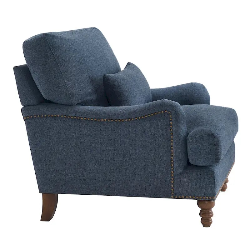 Modern Arm Accent Chair Upholstered with Solid Wood Frame and Lumbar Pillow