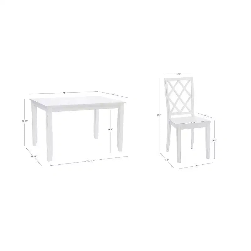 5pc Harleau Solid Wood Dining Set White - Powell: Rectangle Table, 4 Chairs, Nautical Style