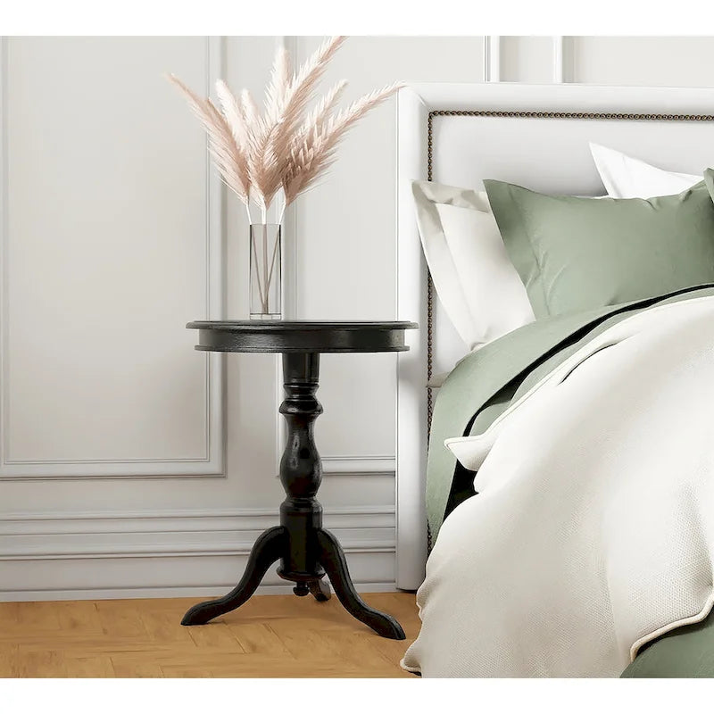 Round Accent Side Table, Copper Finish, Living Room End Table