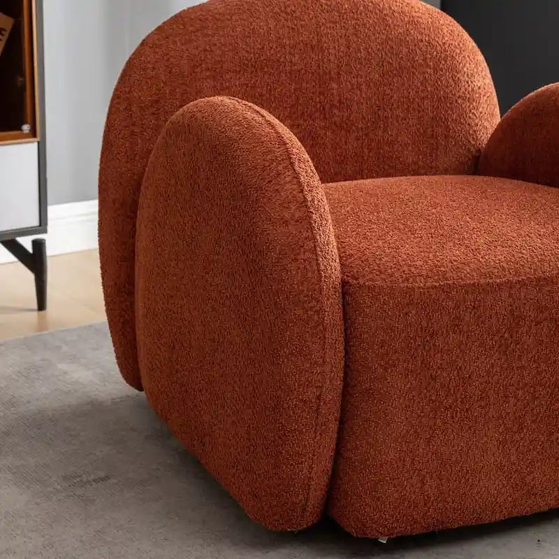Modern Glam Boucle Upholstered Swivel Accent Armchair with 360 Degree Swivel Base