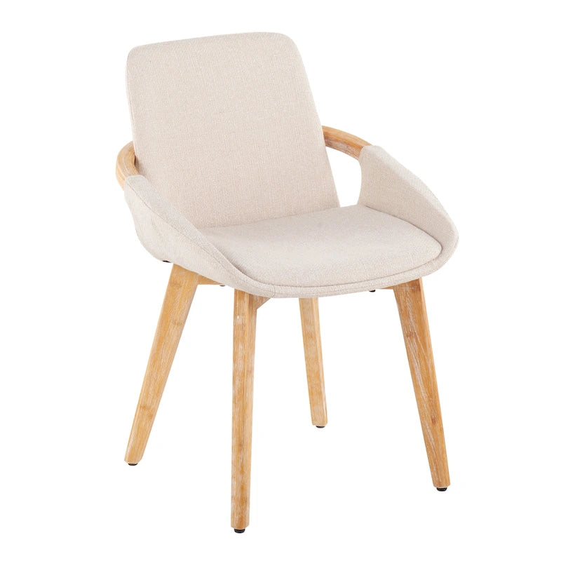 Mid-Century Upholstered Dining Chair with Natural Wood Arms and Legs