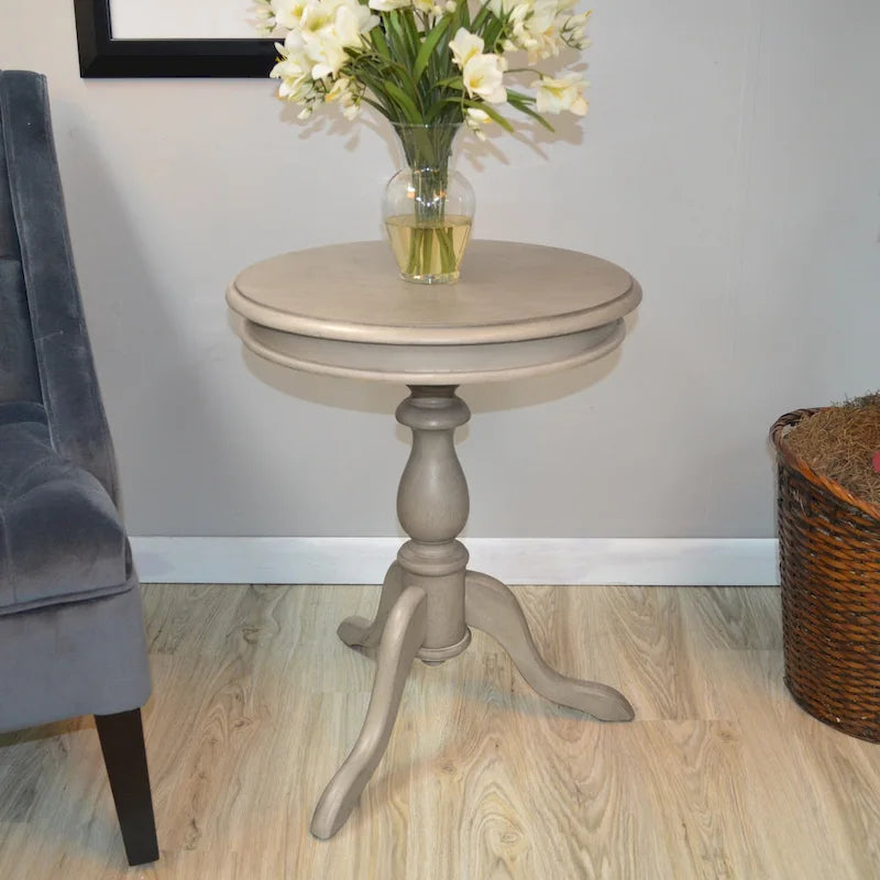 Round Accent Side Table, Copper Finish, Living Room End Table