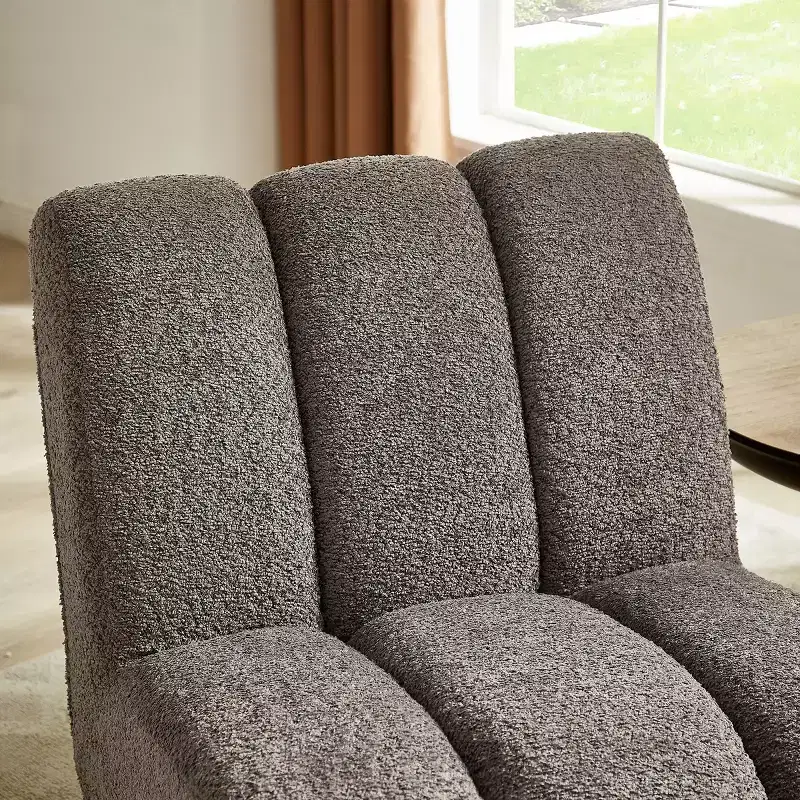 Art Leon Polar Fleece Fabric Upholstered Accent Slipper Chair with Rubber Wood Legs