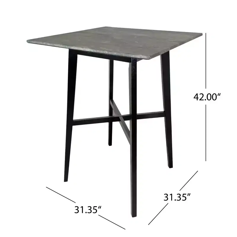 GDFStudio Hildred Modern Laminate and Rubber Wood Square 42 Bar Dining Table