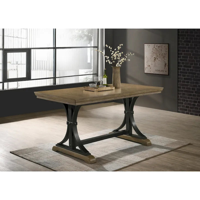 Nailhead Driftwood Finish Counter Height Dining Table, Seats 6