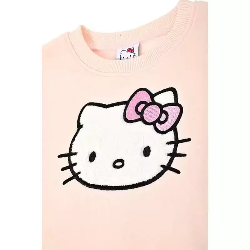 Hello Kitty Little Girls' 2-Piece Fleece Sweatshirt & Jogger Set, Light Pink/Dots, 6X