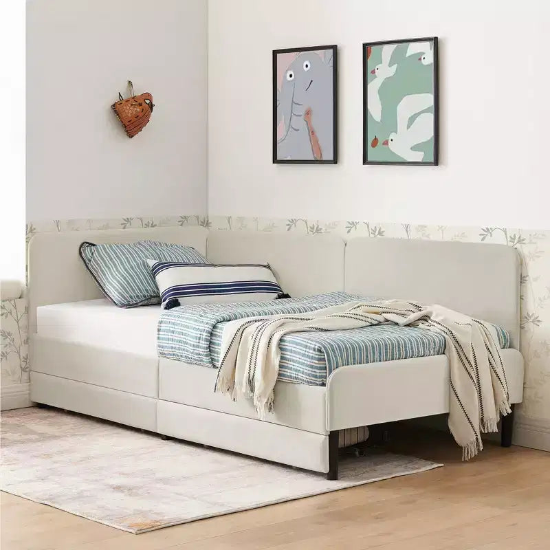 Twin/Full Size Daybed, Velvet Platform Bed Frame with 2 Drawers, Adjustable Sofa Bed - ModernLuxe