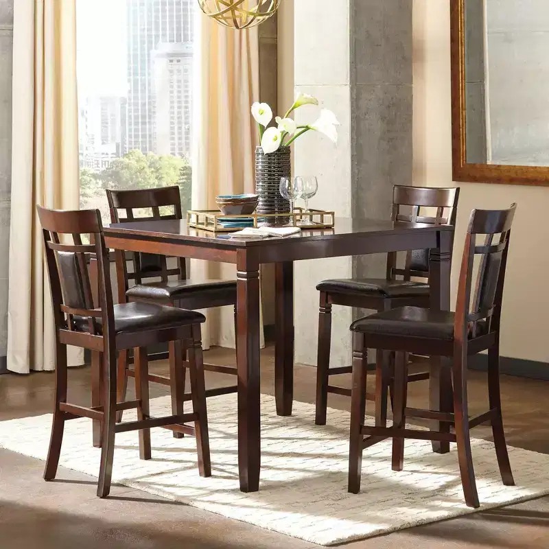 Bennox Counter Height Dining Table Set Brown: Faux Leather Stools, 5-Piece - Signature Design by Ashley
