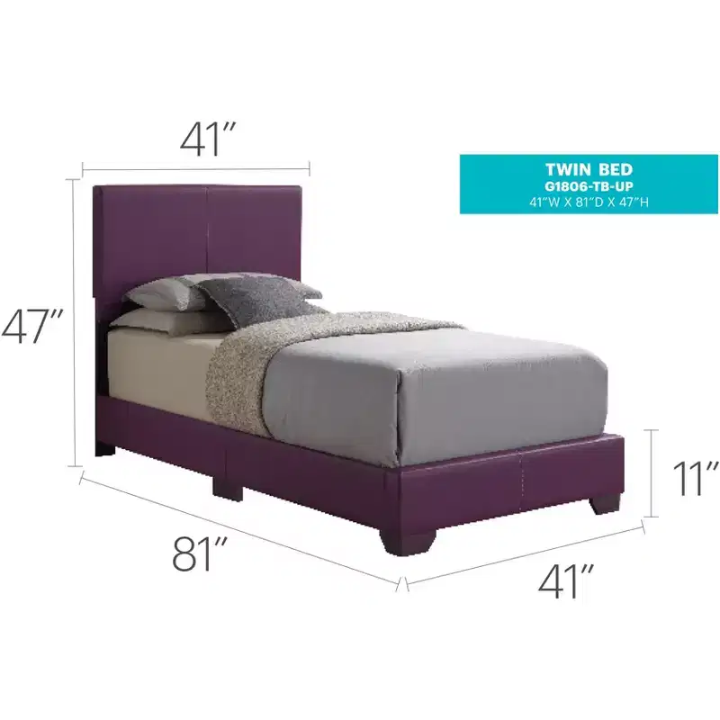 Passion Furniture Aaron Upholstered Twin Panel Bed