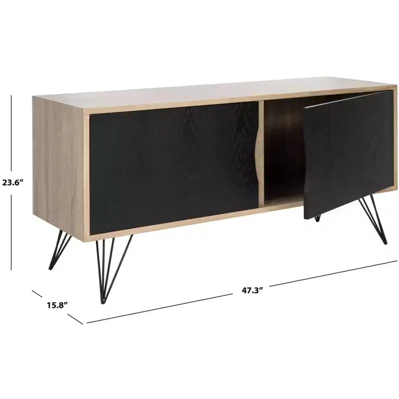 Jeralyn Sideboard - FOX4232 - Light Oak/Black - Safavieh Couture