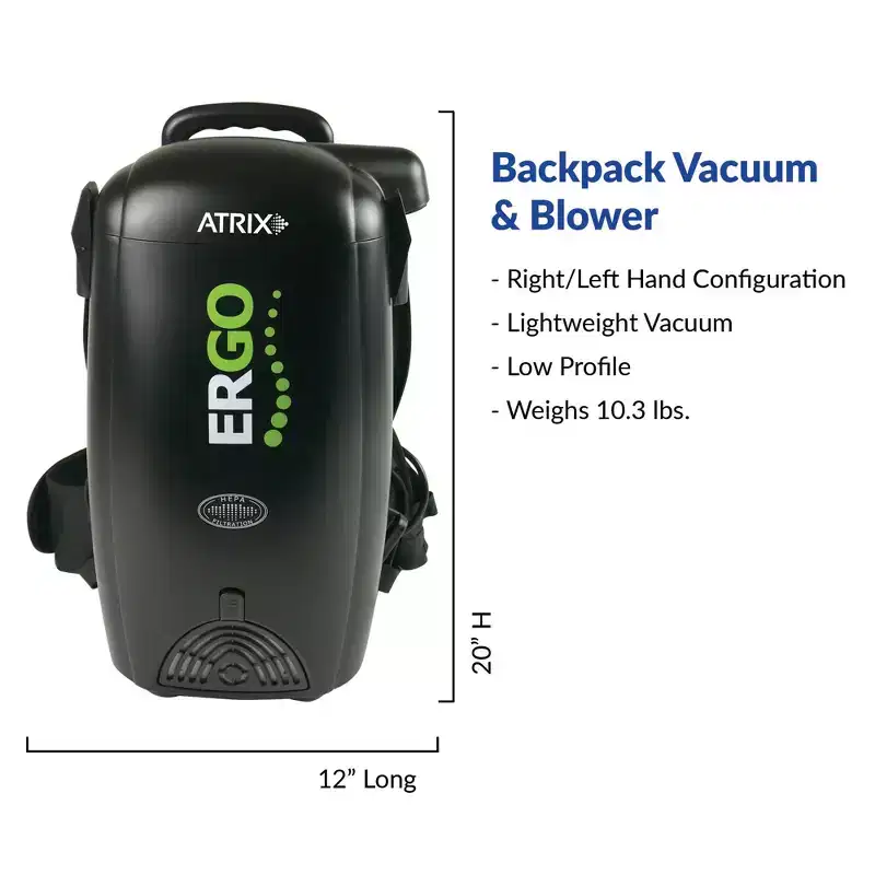 Commercial 8-Qt Ergo Backpack Vacuum & Blower w/Multisurface Accessory Bundle
