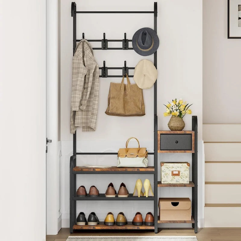Hall Tree Storage Bench for Entryway with Storage Drawer