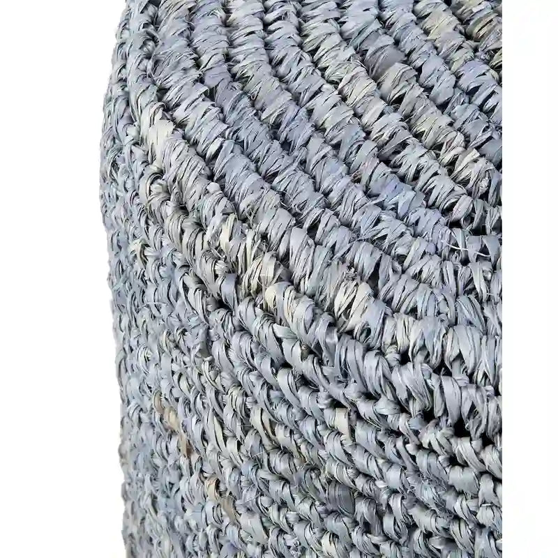 Handwoven Natural Raffia Ottoman Accent Table