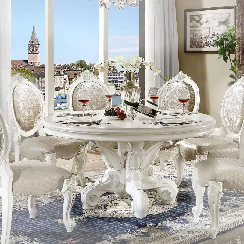60 Versailles Dining Table PU Bone White Finsih - Acme Furniture