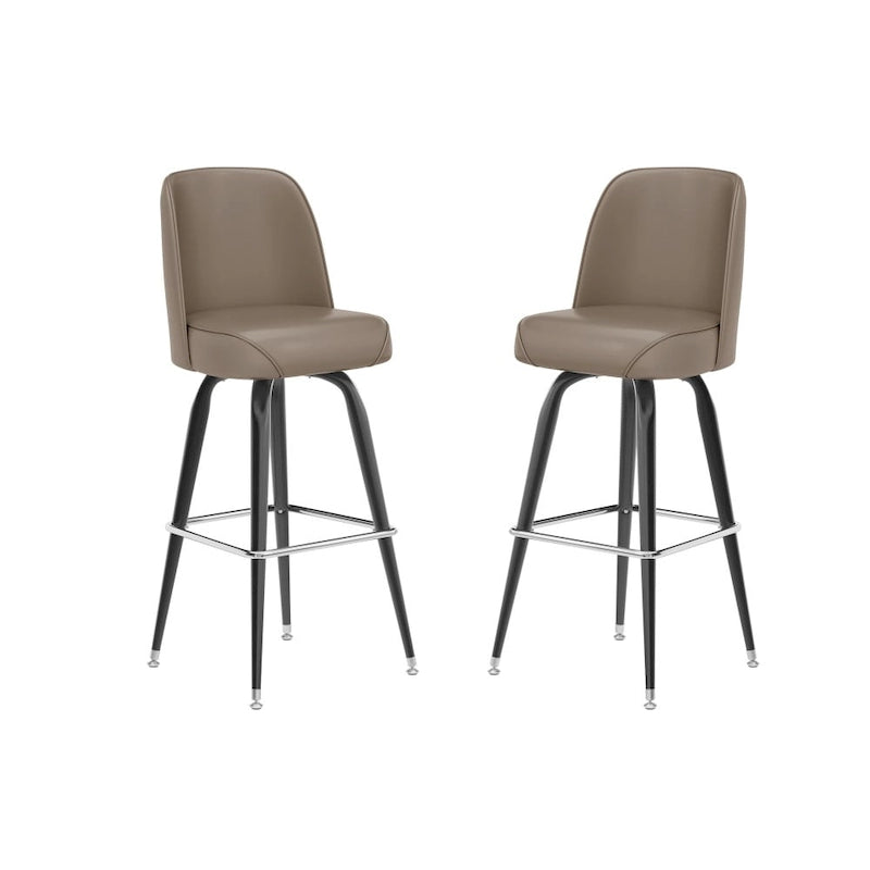 2-Pack Metal Barstools with Swivel Vinyl Bucket Seat & Footrest